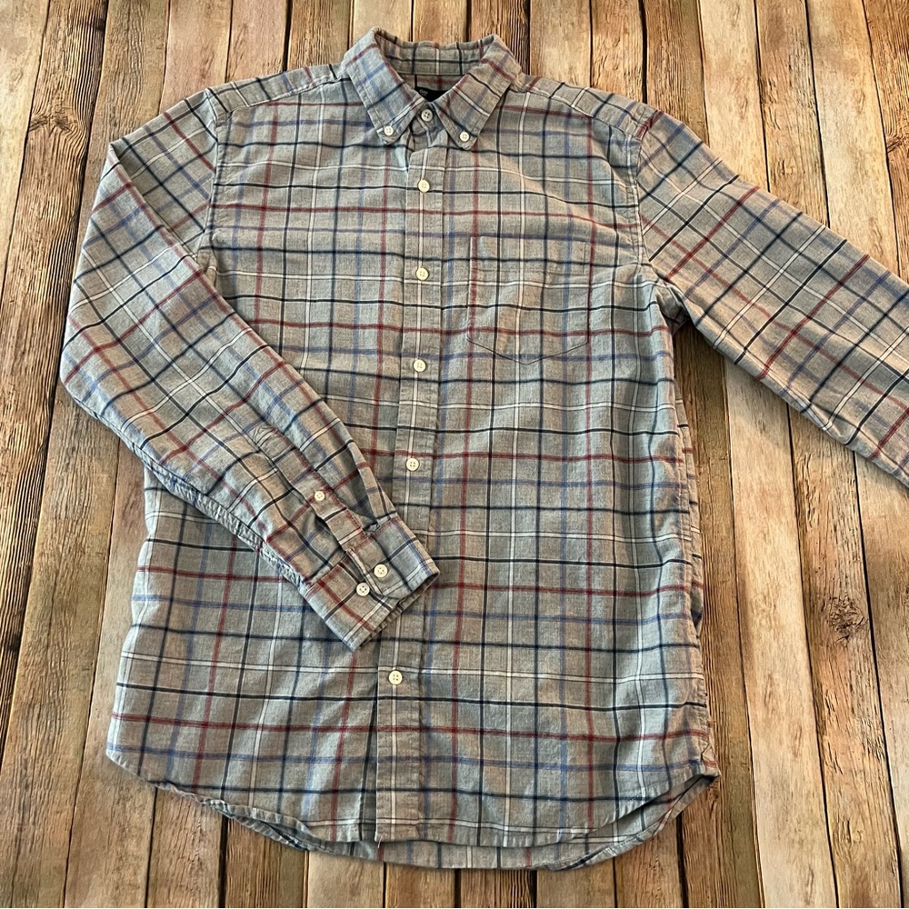 Gap mens slim fit plaid long sleeve button down shirt | size medium
